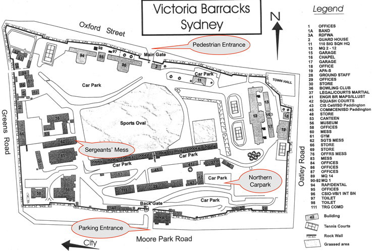 Victoria Barracks Map