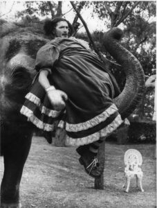 Grahame Bond as Aunty Jack with elephant